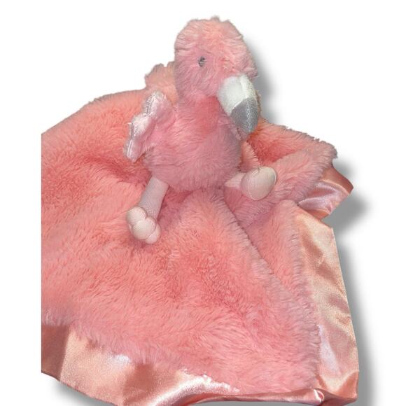 Cloud Island 14" Flamingo Lovey Plush Security Blanket Satin Trim Nursery Gift - Picture 7 of 12